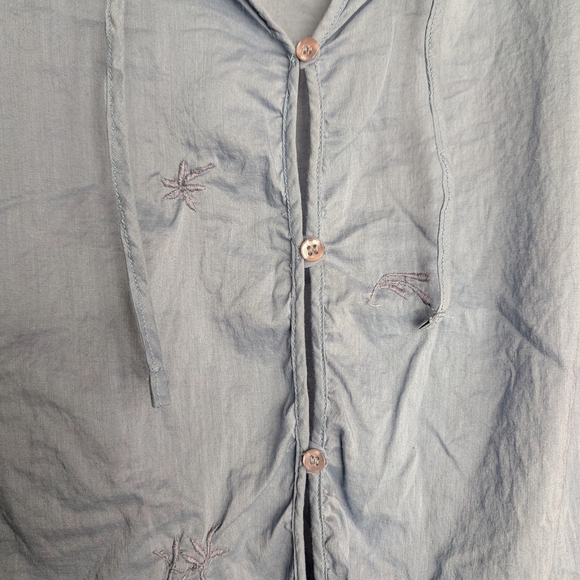 Blue Embroidered Women's Top - Picture 3 of 4